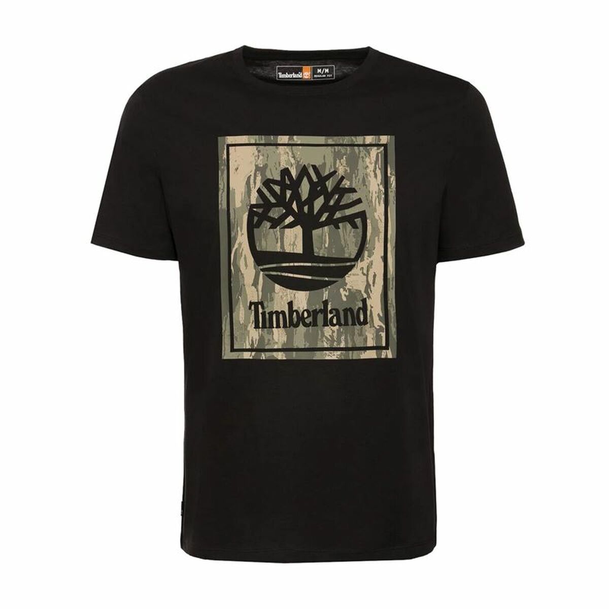 Herren Kurzarm-T-Shirt Timberland Stack Logo Camo Schwarz - AWK Flagship