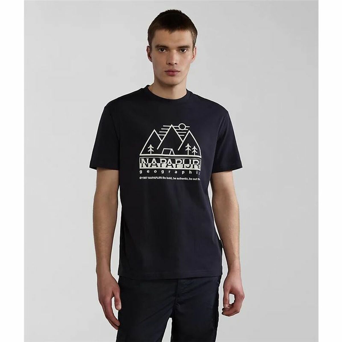 Herren Kurzarm-T-Shirt Napapjiri S-Faber Schwarz - AWK Flagship