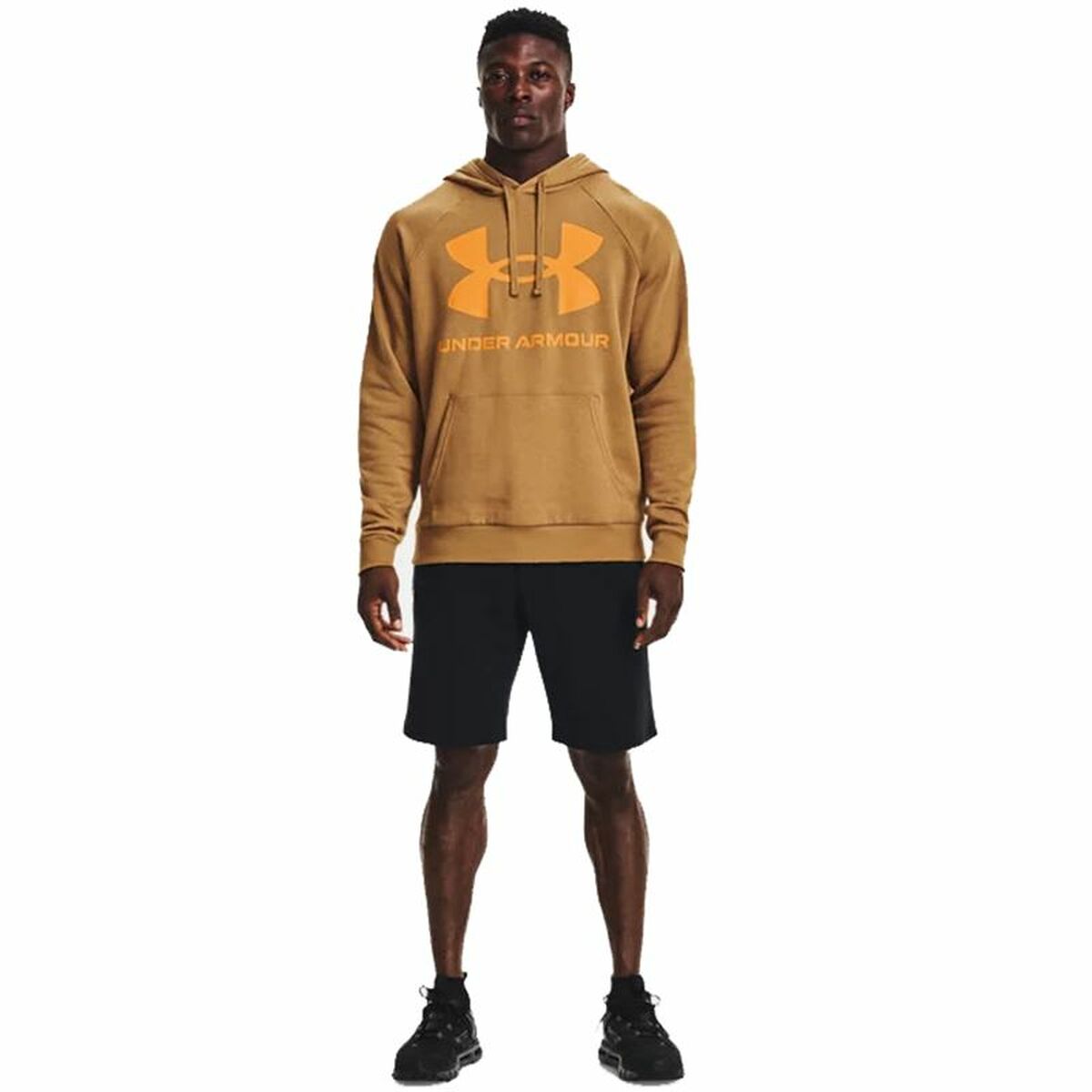 Herren Sweater mit Kapuze Under Armour Rival Big Logo Ocker - AWK Flagship