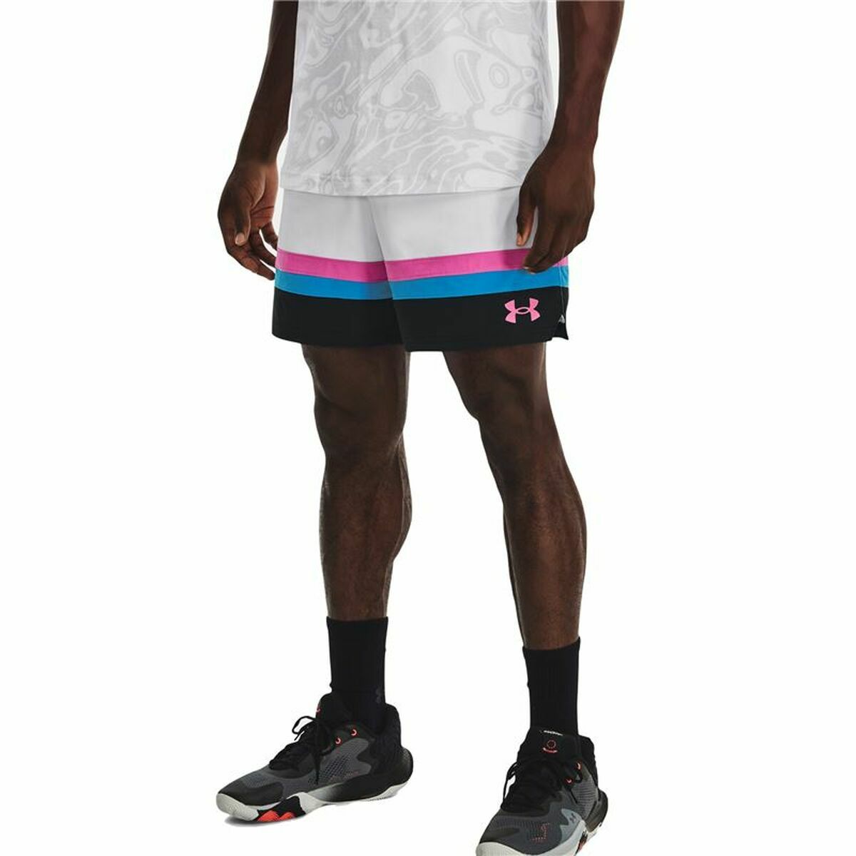 Basketballshorts für Herren Under Armour Baselin  Weiß - AWK Flagship