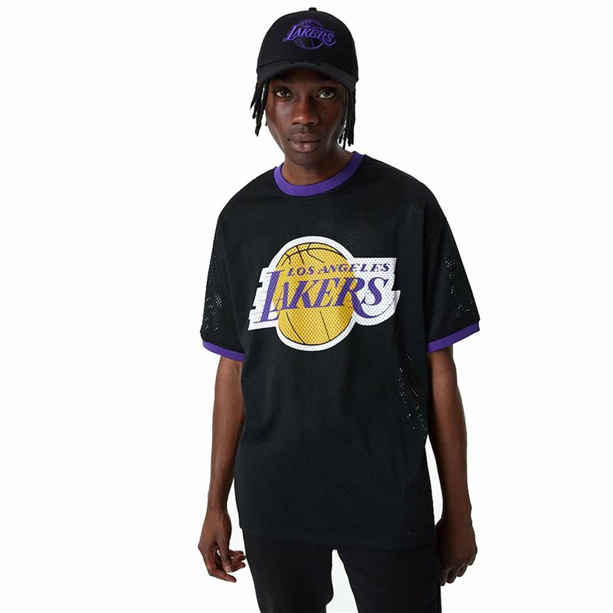 Basketball-T-Shirt New Era Mesh LA Lakers Schwarz