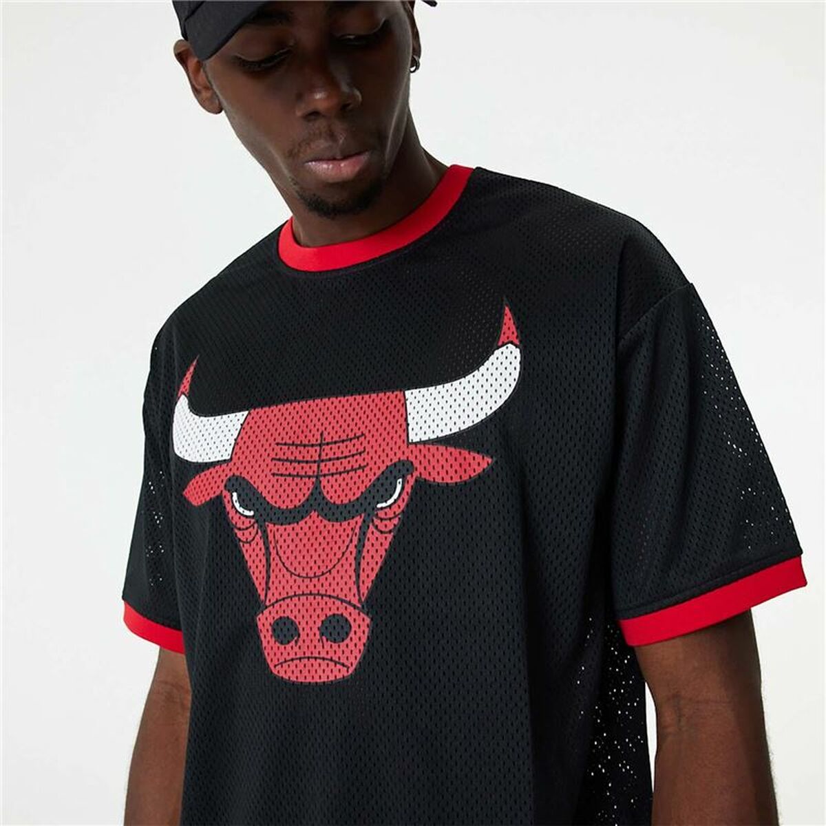 Basketball-T-Shirt New Era NBA Mesh Chicago Bulls Schwarz