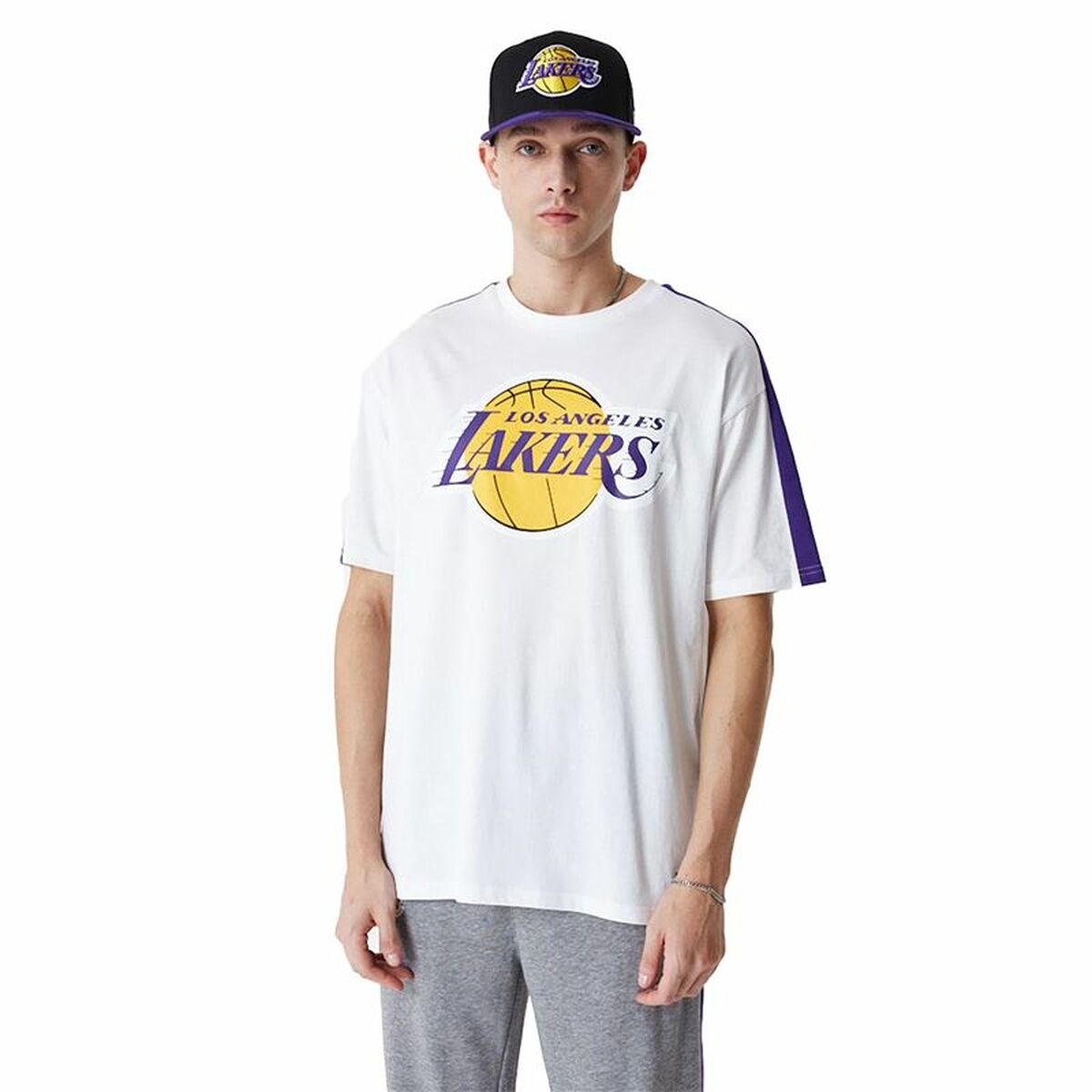 Herren Kurzarm-T-Shirt New Era NBA Colour Block LA Lakers Weiß - AWK Flagship