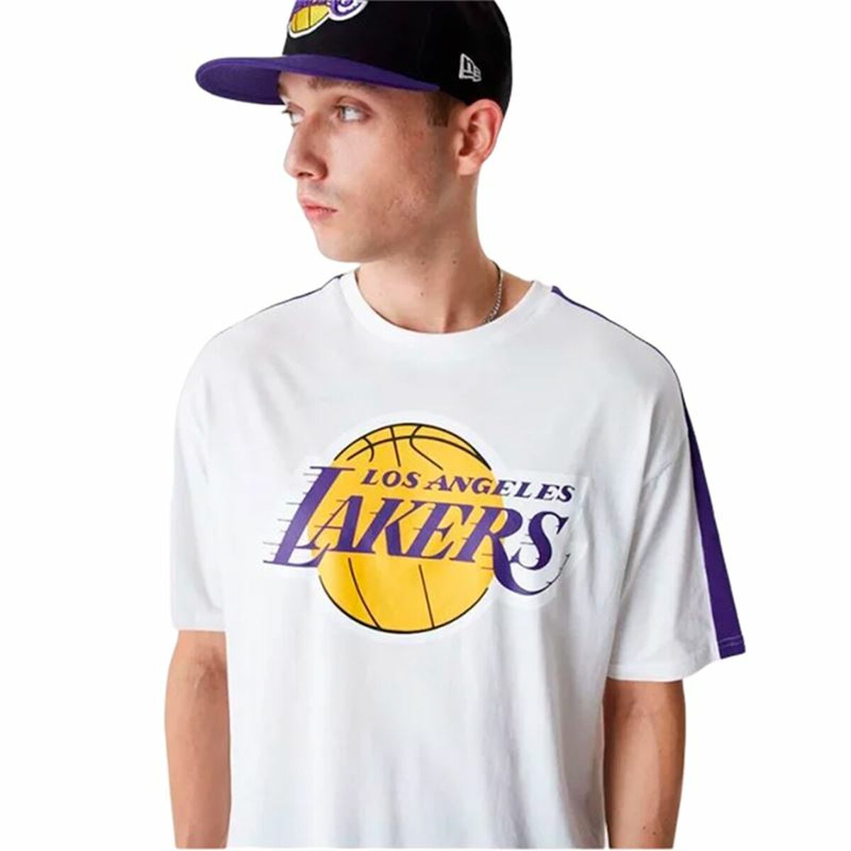 Herren Kurzarm-T-Shirt New Era NBA Colour Block LA Lakers Weiß - AWK Flagship