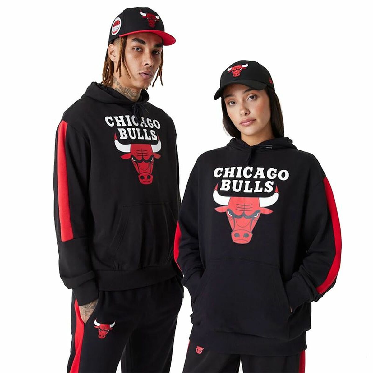 Unisex Sweater mit Kapuze New Era NBA Colour Block Chicago Bulls Schwarz - AWK Flagship