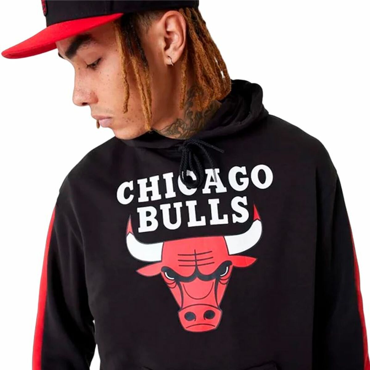 Unisex Sweater mit Kapuze New Era NBA Colour Block Chicago Bulls Schwarz - AWK Flagship