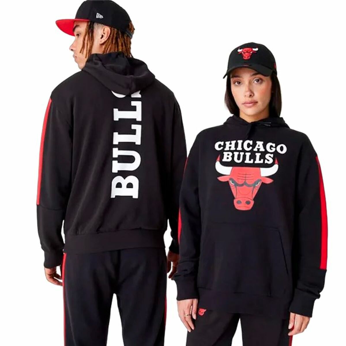 Unisex Sweater mit Kapuze New Era NBA Colour Block Chicago Bulls Schwarz - AWK Flagship