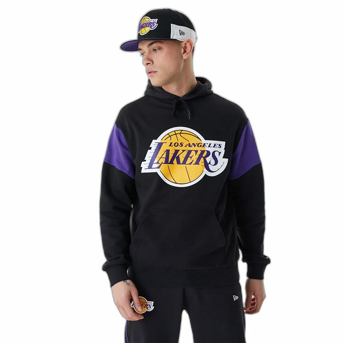 Unisex Sweater mit Kapuze New Era NBA Colour Insert LA Lakers Schwarz - AWK Flagship