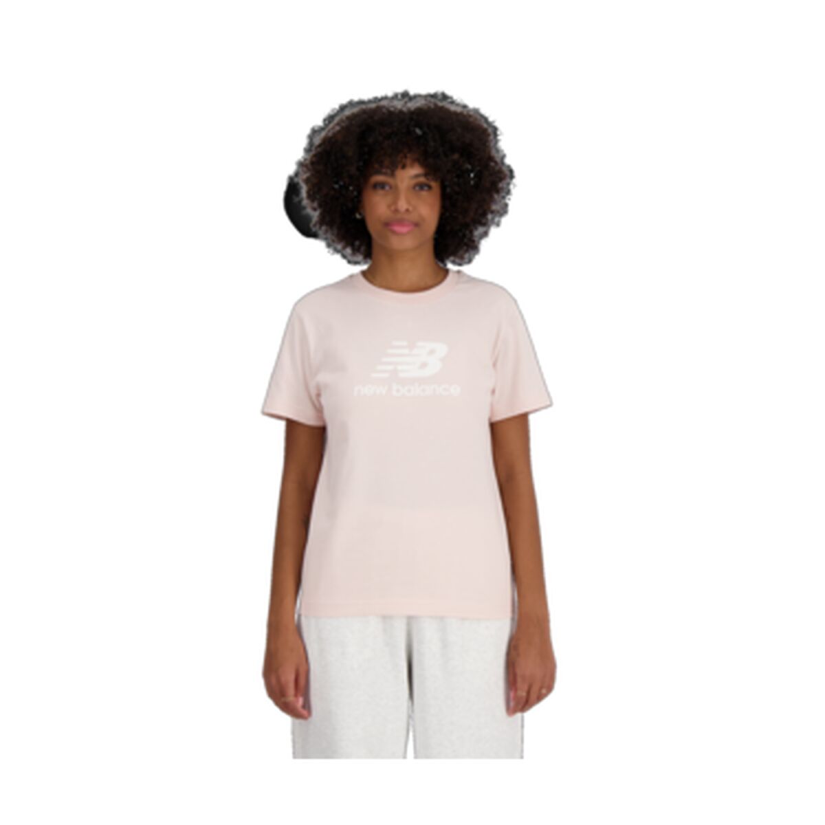 Damen Kurzarm-T-Shirt New Balance ESSENJERSEY LOGO WT41502 OUK Rosa - AWK Flagship