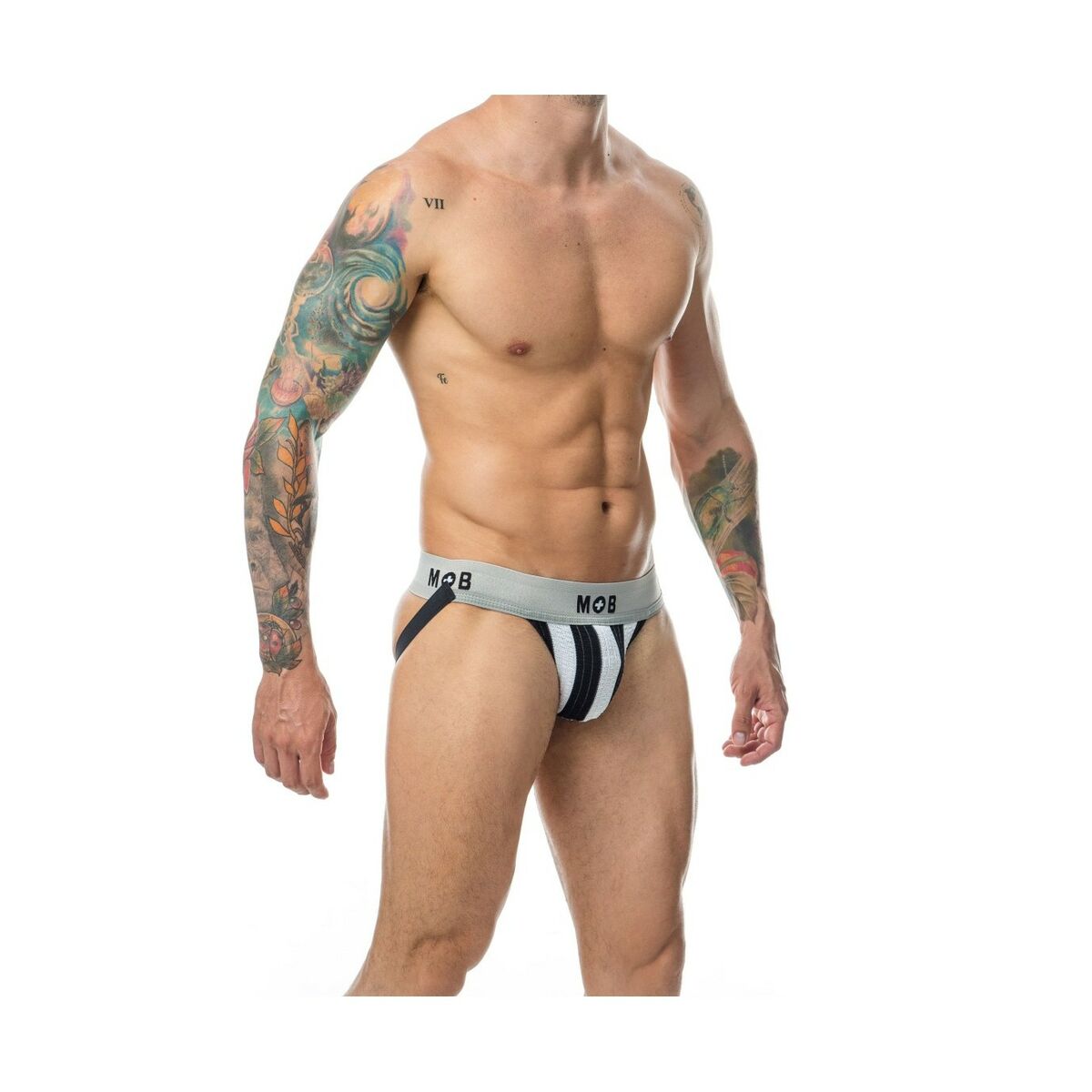 Tanga Mob Eroticwear Weiß Schwarz XXL - AWK Flagship