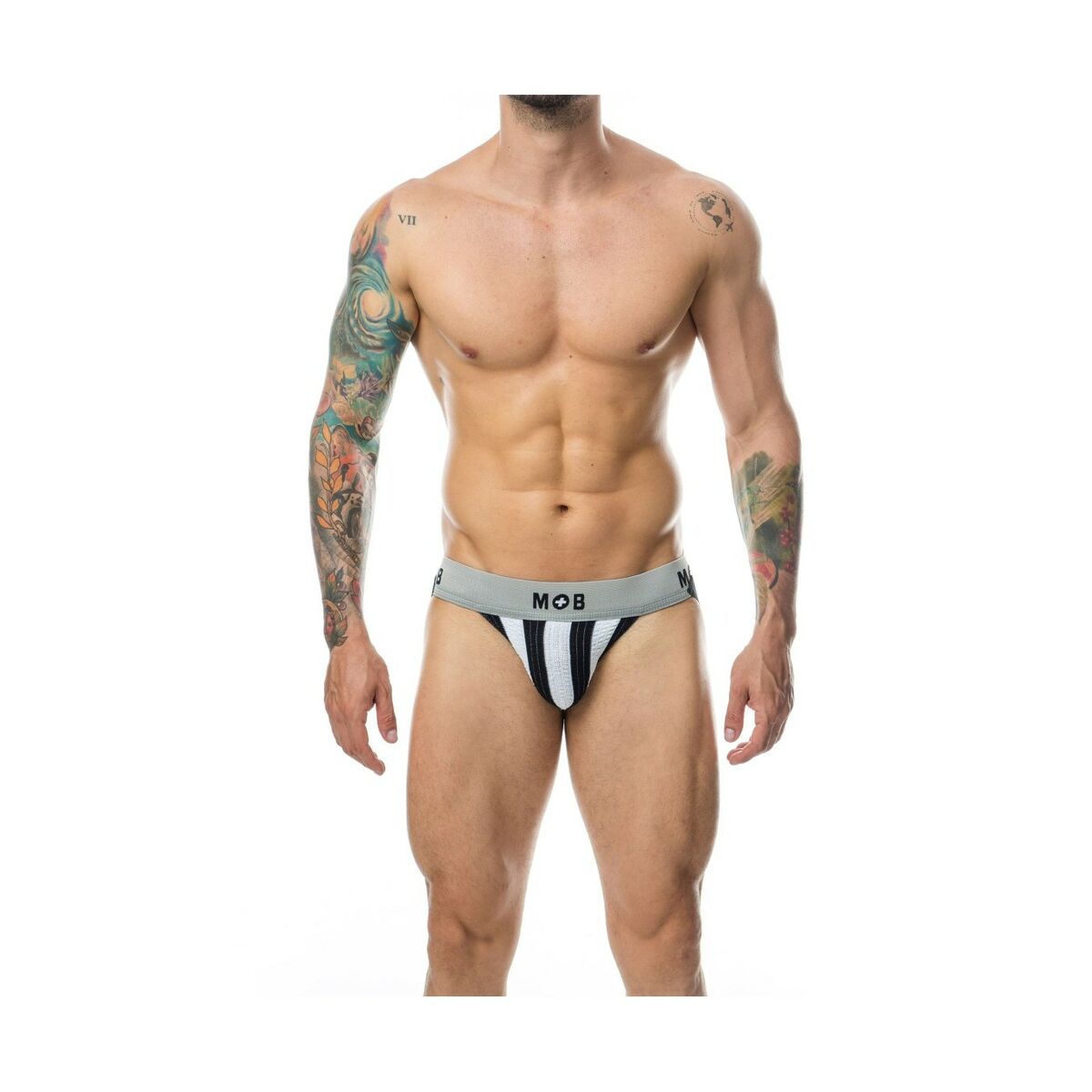 Tanga Mob Eroticwear Weiß Schwarz XXL - AWK Flagship