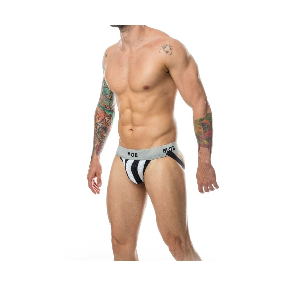 Tanga Mob Eroticwear Weiß Schwarz XXL - AWK Flagship