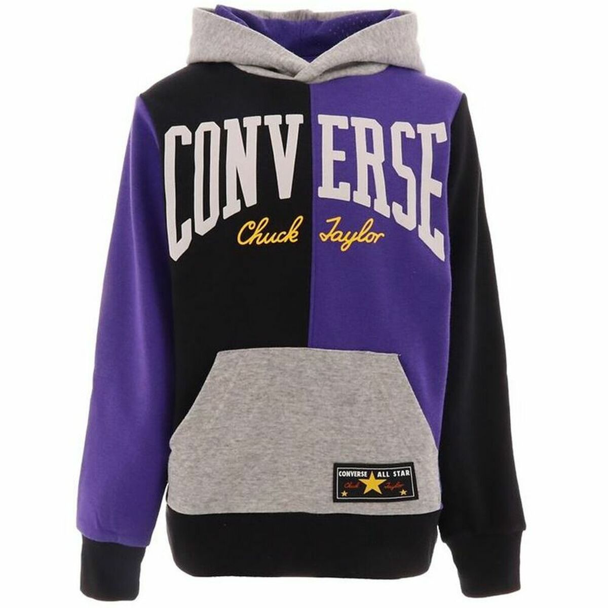 Sweatshirt mit Kapuze für Mädchen Converse Throwback Split Block Schwarz Bunt - AWK Flagship