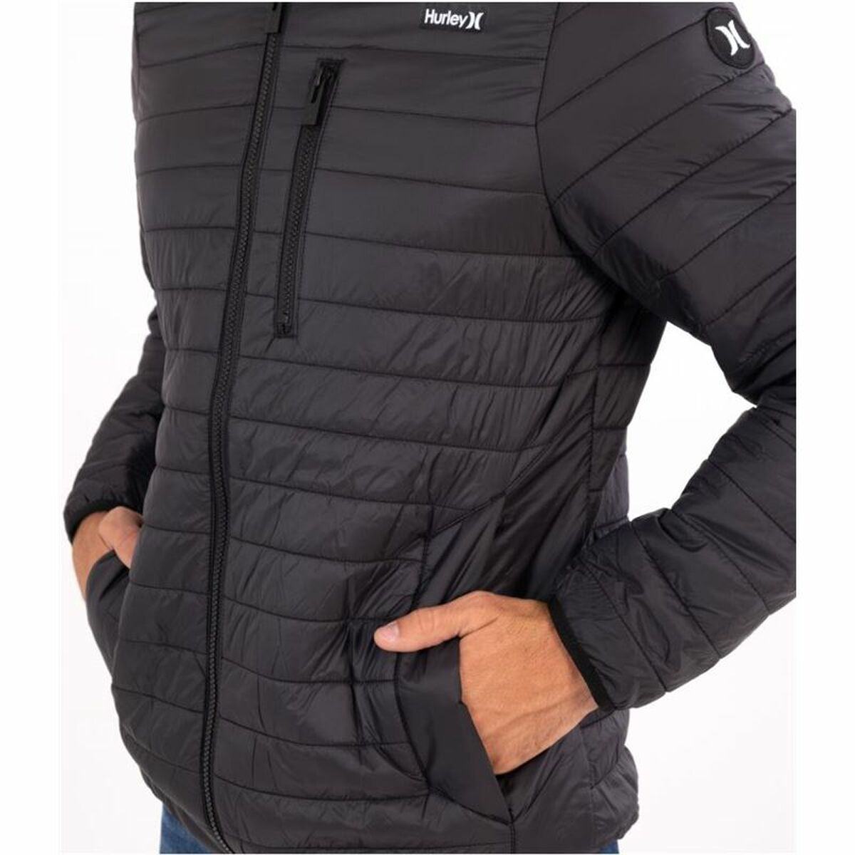 Men's Track Jacket Hurley Balsam Quilted Packable Black