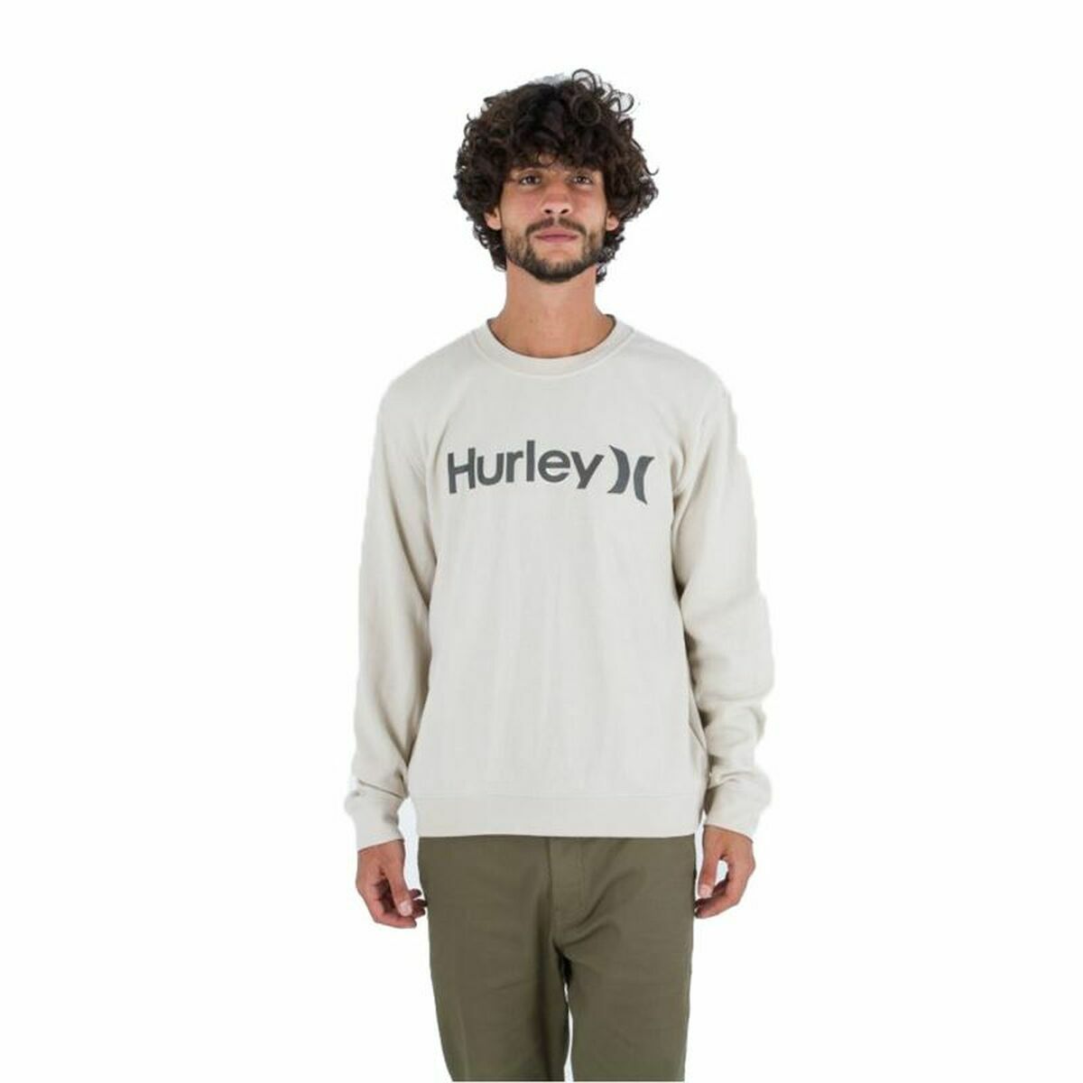 Herren Sweater ohne Kapuze Hurley One&Only Solid Warmes Weiß - AWK Flagship