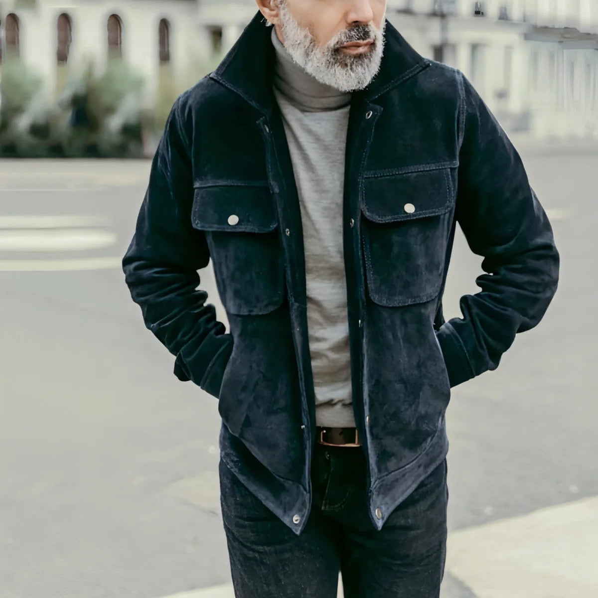 1.A Herren Freizeitjacke in Unifarben – Produktansicht 2
