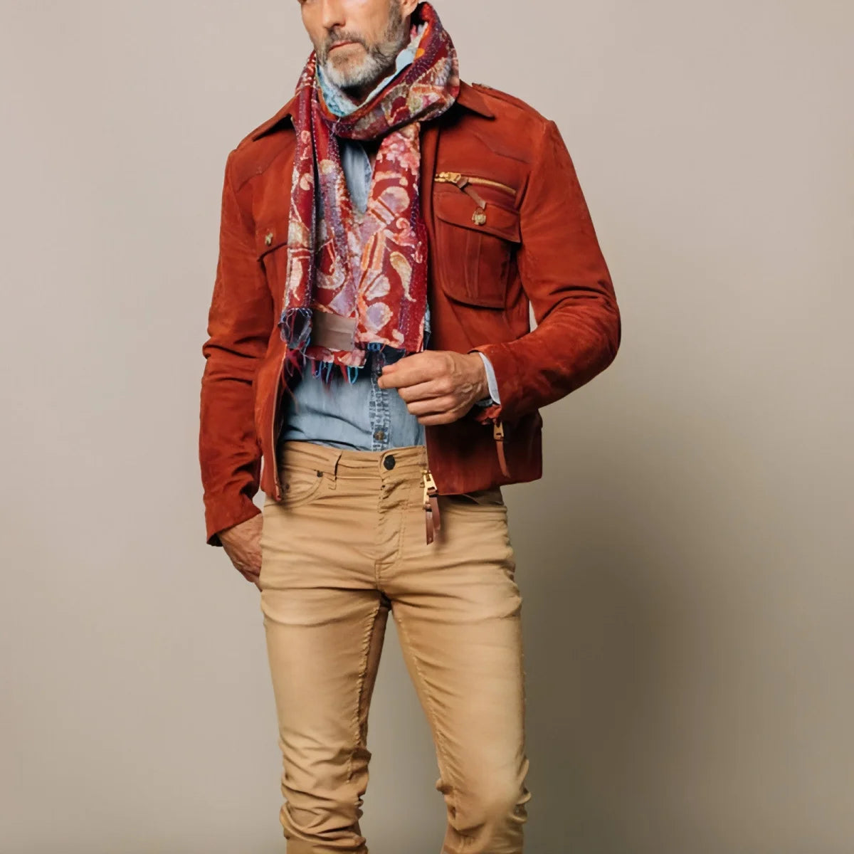 1.A Herren Slim-Fit Jacke in Unifarben – Produktansicht 5