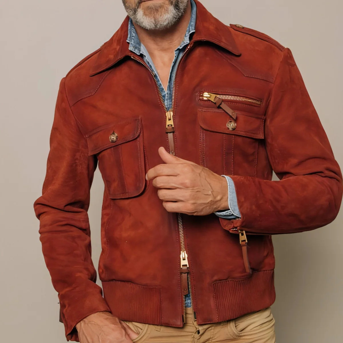 1.A Herren Slim-Fit Jacke in Unifarben