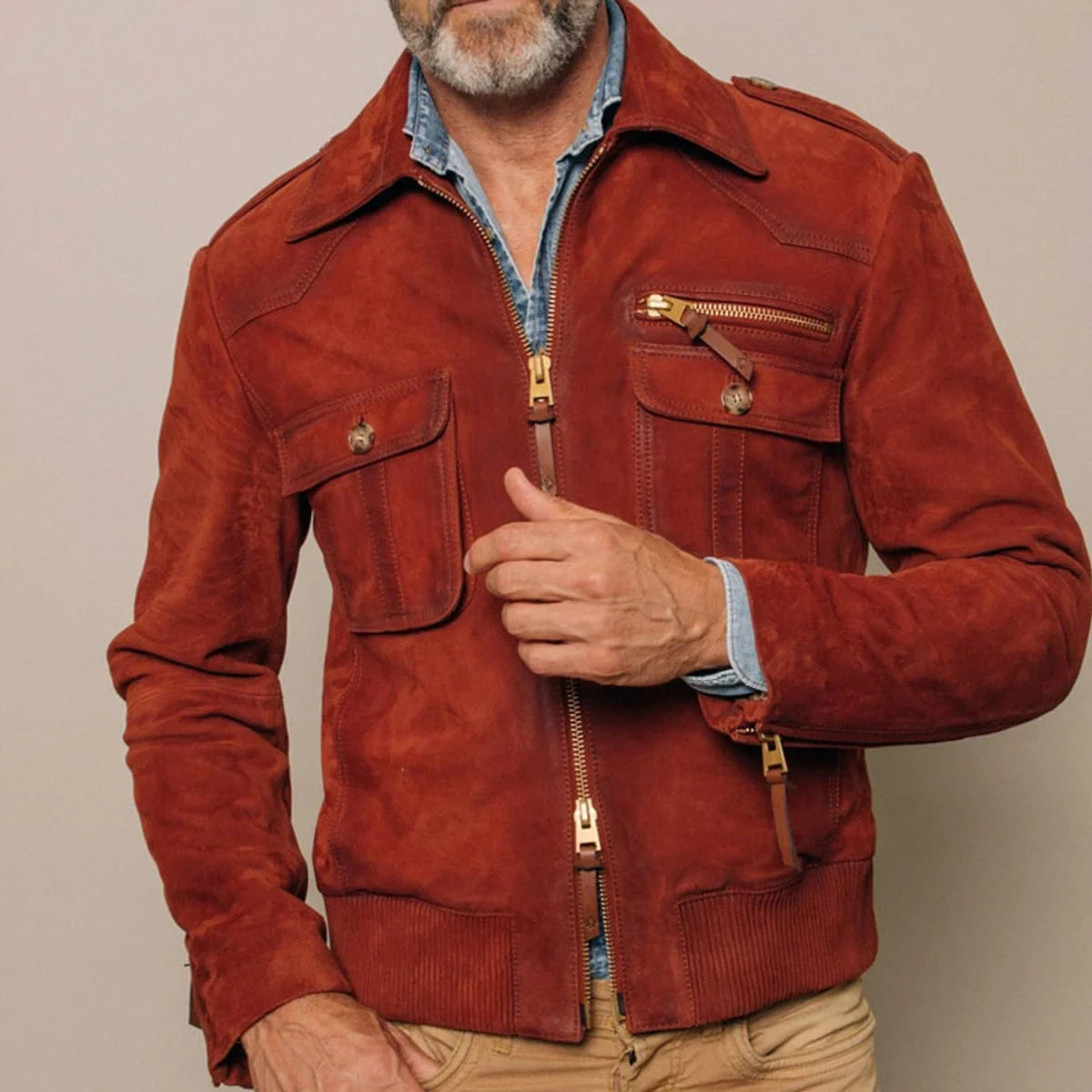 1.A Herren Slim-Fit Jacke in Unifarben