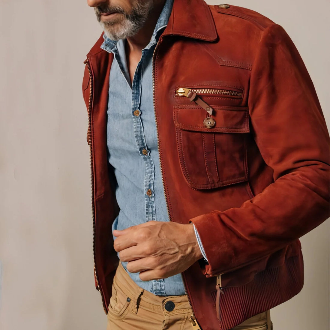 1.A Herren Slim-Fit Jacke in Unifarben – Detailansicht 2