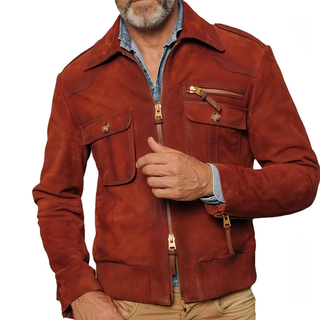1.A Herren Slim-Fit Jacke in Unifarben – Detailansicht 4