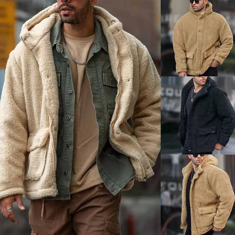Herren Polar-Fleecejacke mit Kapuze