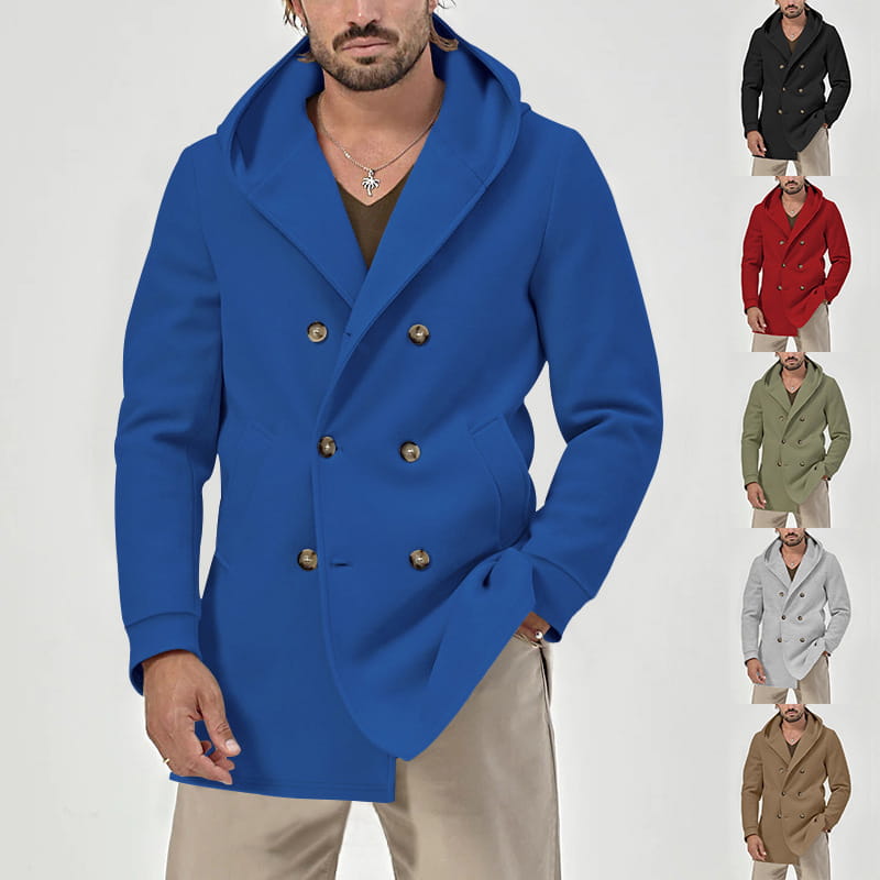 A1 Kapuzen-Trenchcoat mit Doppelknopfleiste