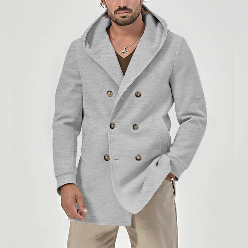 A1 Kapuzen-Trenchcoat mit Doppelknopfleiste