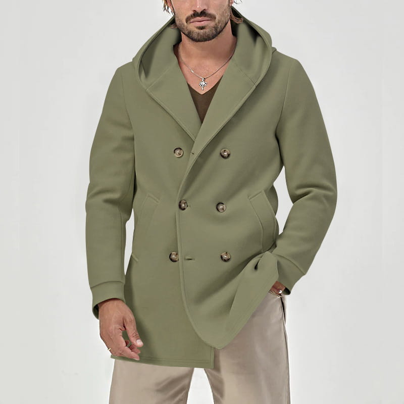 A1 Kapuzen-Trenchcoat mit Doppelknopfleiste