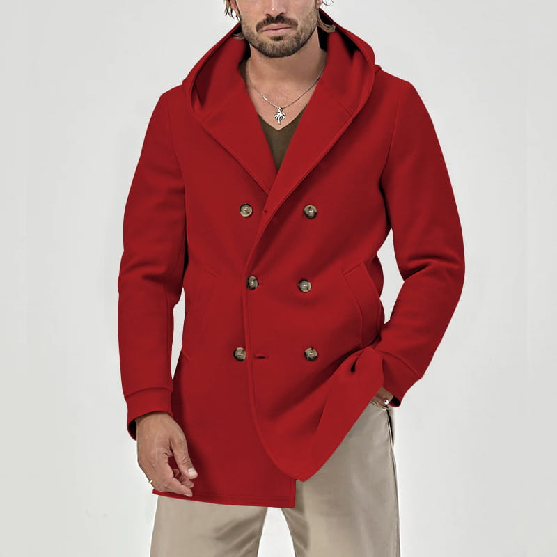 A1 Kapuzen-Trenchcoat mit Doppelknopfleiste