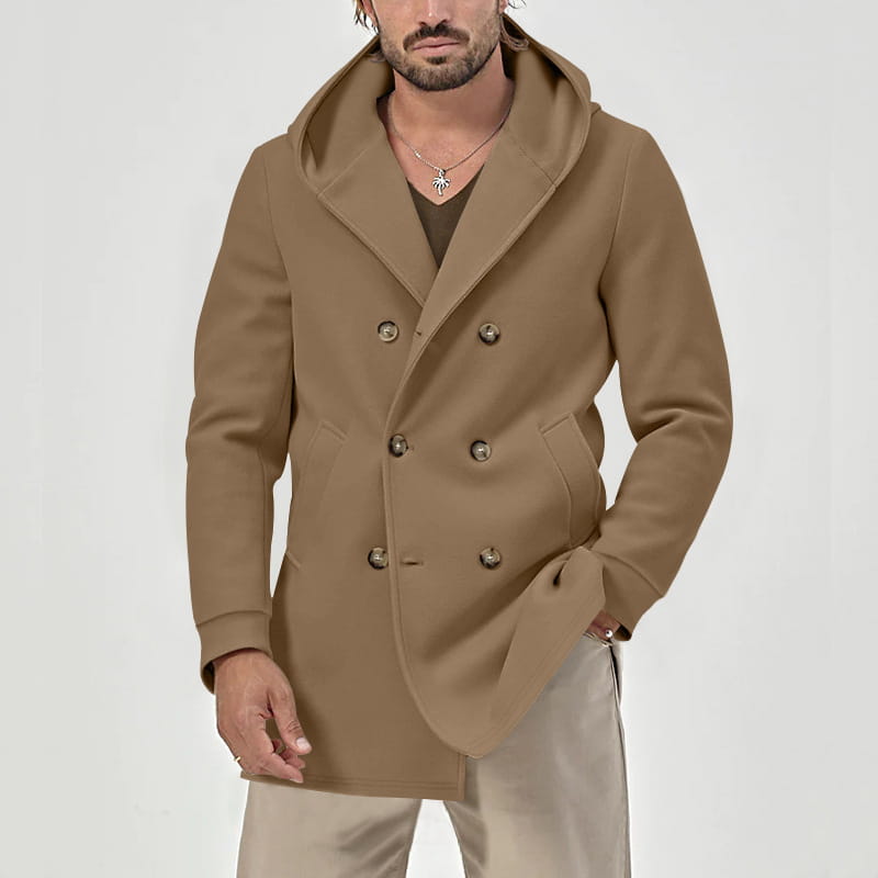 A1 Kapuzen-Trenchcoat mit Doppelknopfleiste