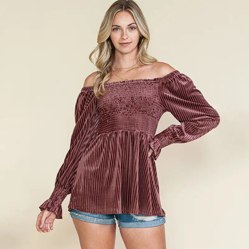 A1 Damen Off-Shoulder Langarmshirt