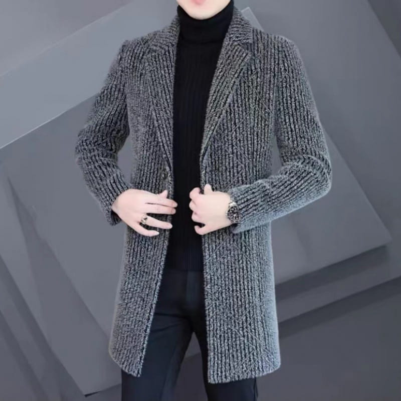 Herren Wollmantel Slim Fit, mittellang
