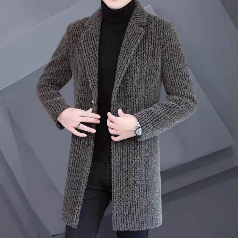Herren Wollmantel Slim Fit, mittellang