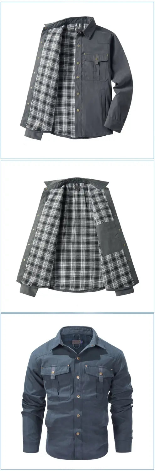 A.1 Herren Karierte Flanelljacke im Westernstil