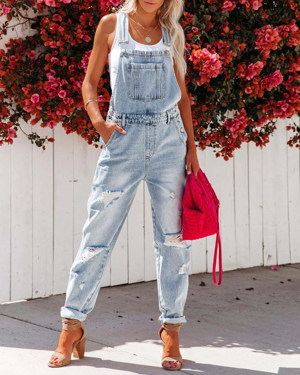 A.1 Damen Jeans-Jumpsuit mit Trägern