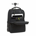 Schwarzer rolling backpack mit offener Fronttasche, Trolley Safta M144B, ideal für Laptop