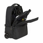 Schwarzer rollender Rucksack mit offenen Fächern, Trolley Safta M144B, Laptop Trolley Safta