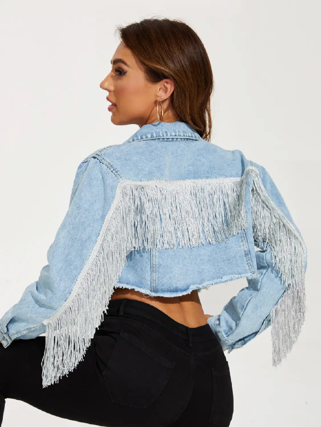 A1 Damen Jeansjacke mit Fransen