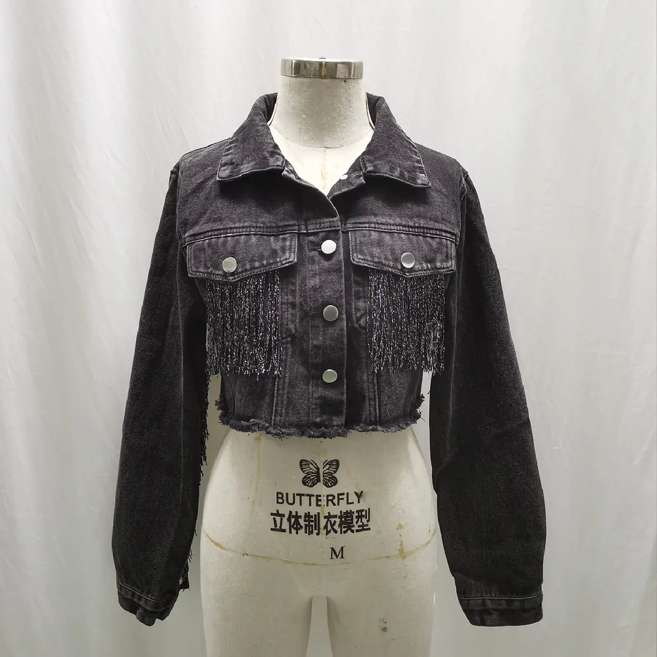 A1 Damen Jeansjacke mit Fransen