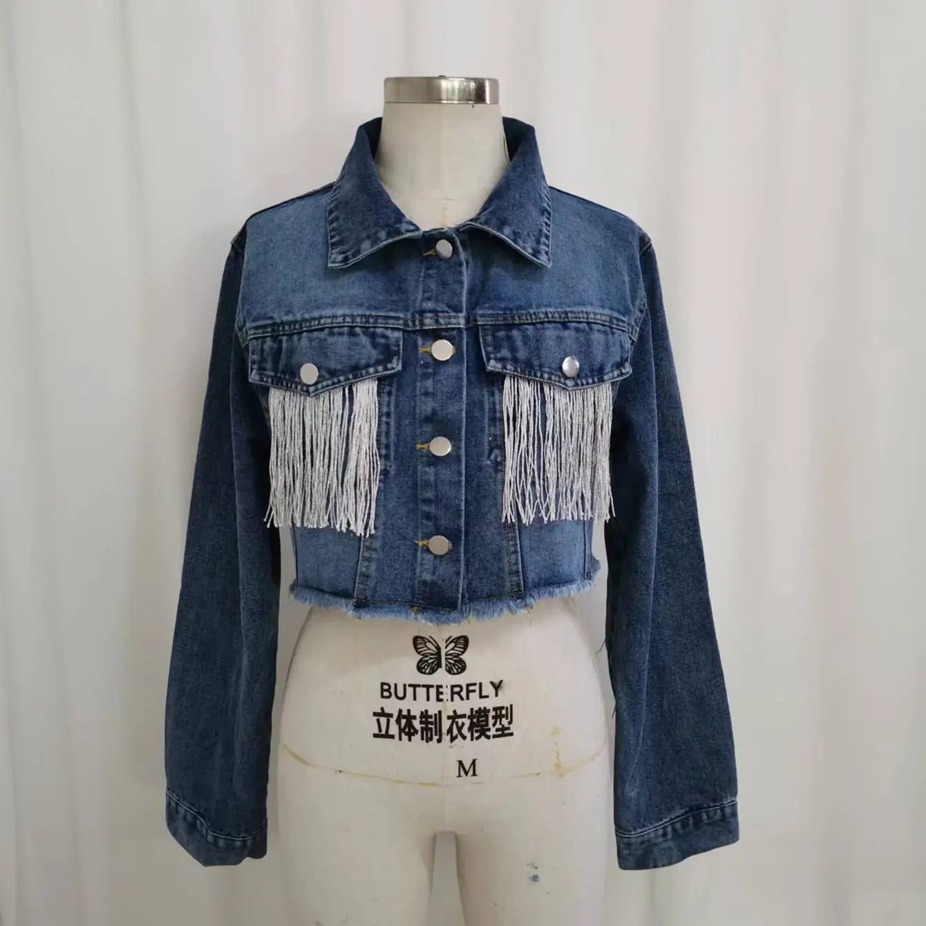 A1 Damen Jeansjacke mit Fransen