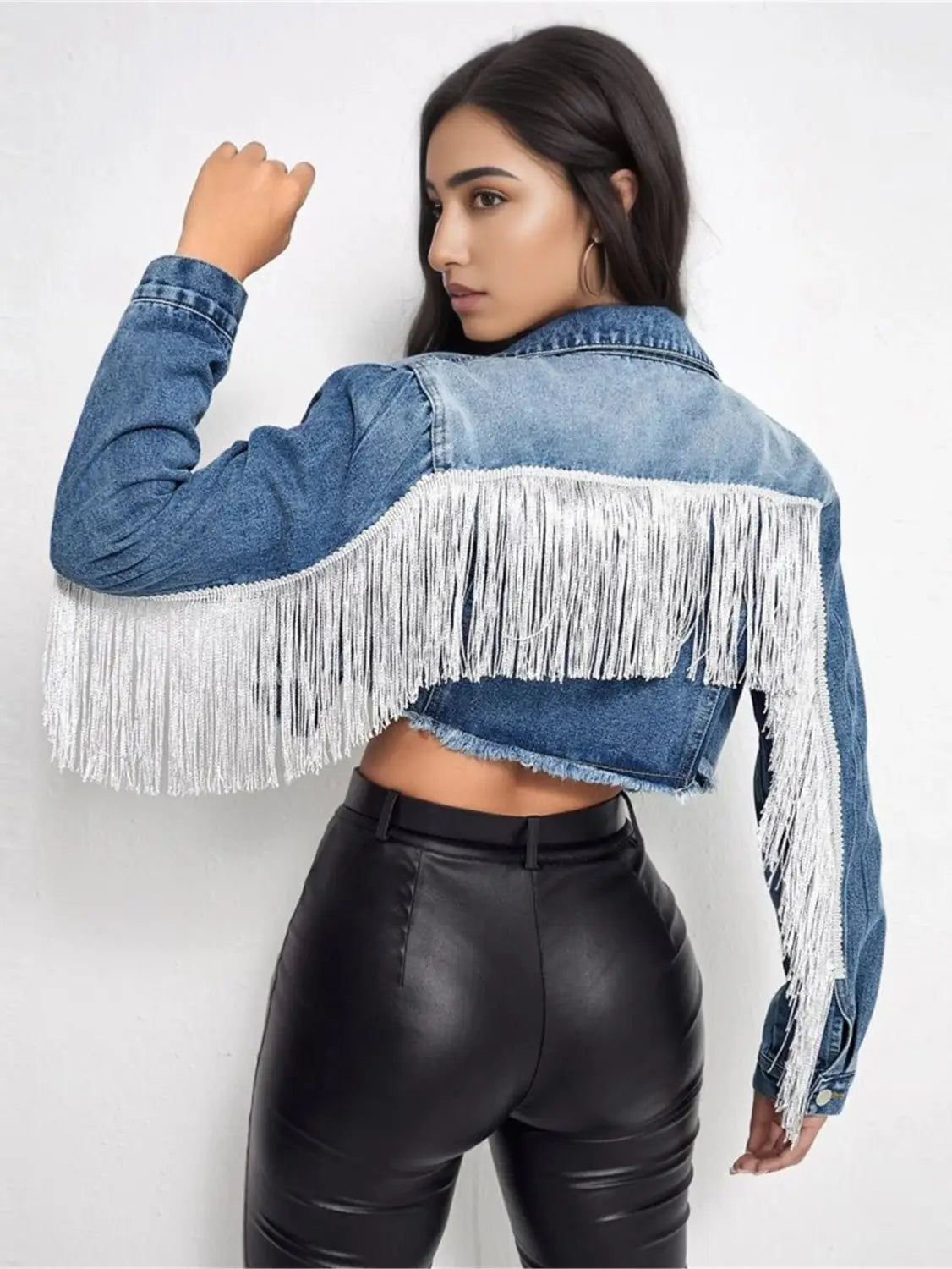 A1 Damen Jeansjacke mit Fransen