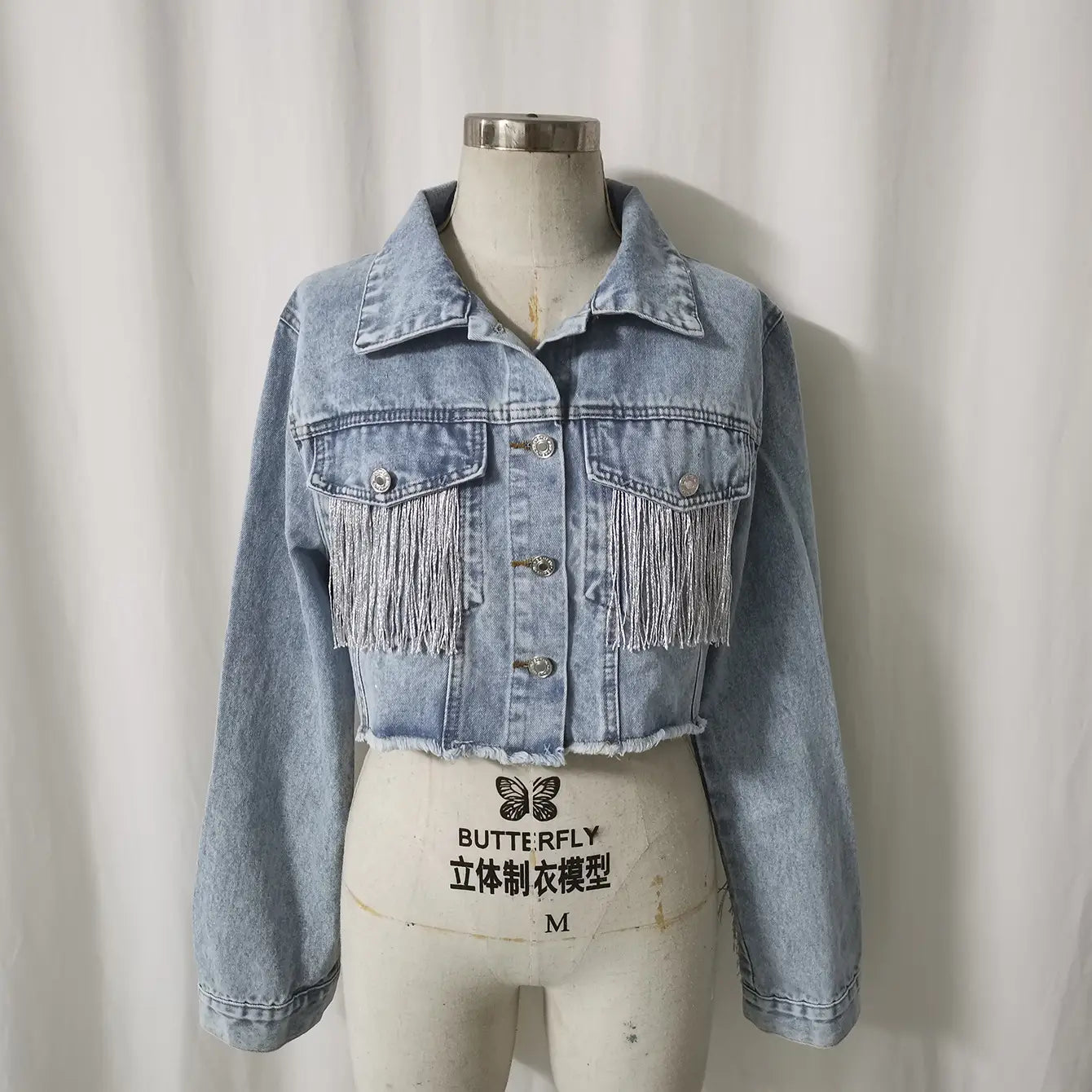 A1 Damen Jeansjacke mit Fransen