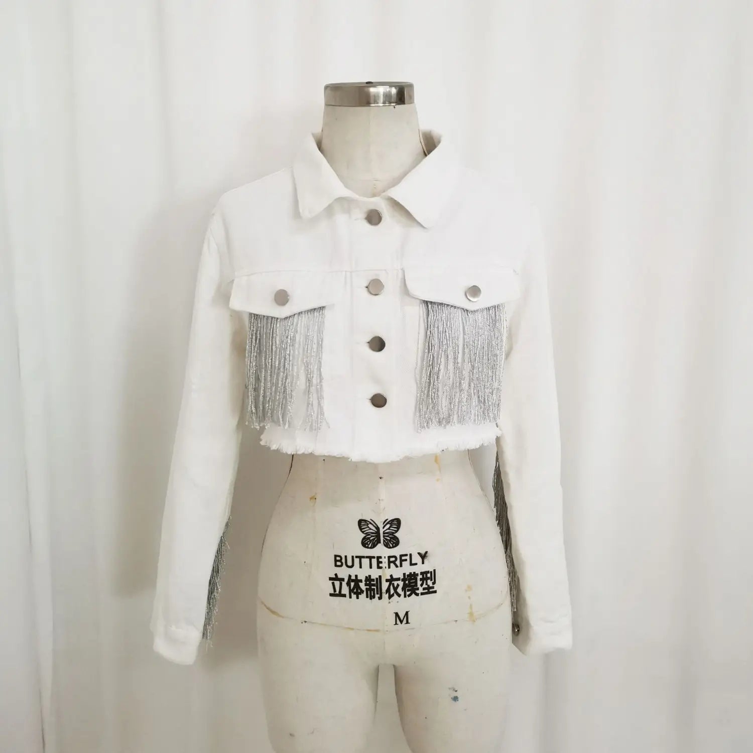 A1 Damen Jeansjacke mit Fransen