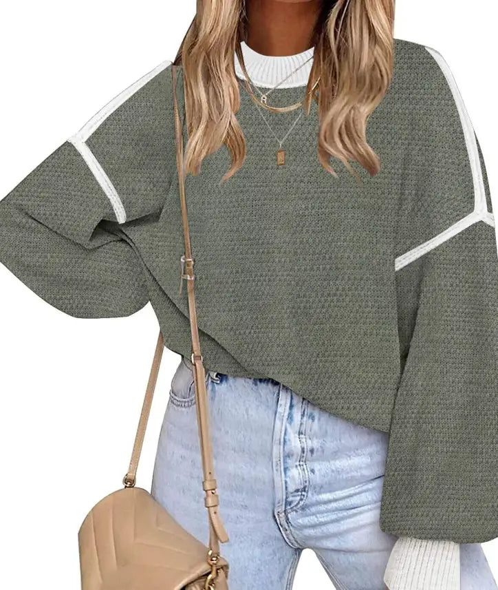 A.1 Damen Pullover locker mit V-Ausschnitt