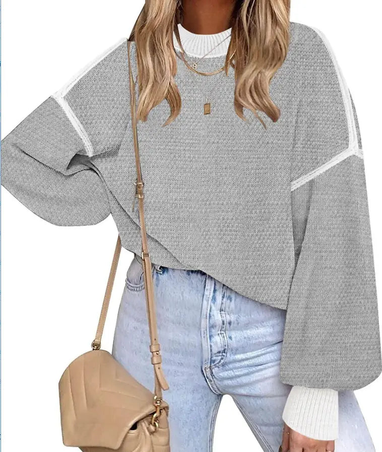 A.1 Damen Pullover locker mit V-Ausschnitt