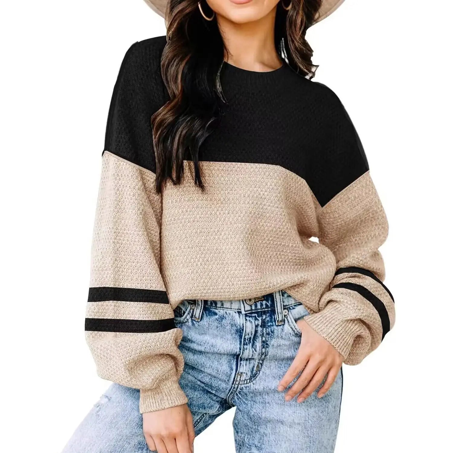 A.1 Damen Pullover locker mit V-Ausschnitt