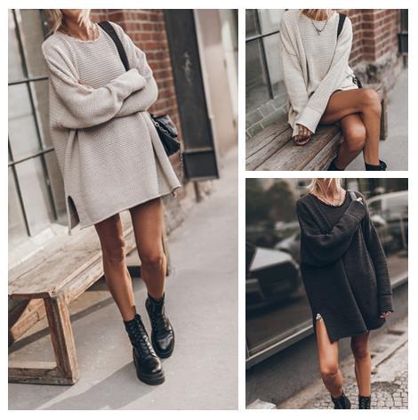 A.1 Damen Strickkleid mit Zopfmuster