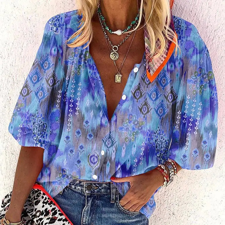 Damen Langarmshirt mit 3D-Blumenprint
