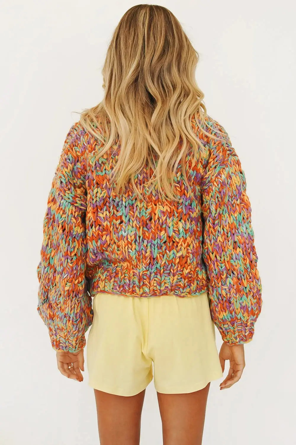 A.1 Damen Regenbogen-Strickpullover, handgewebt